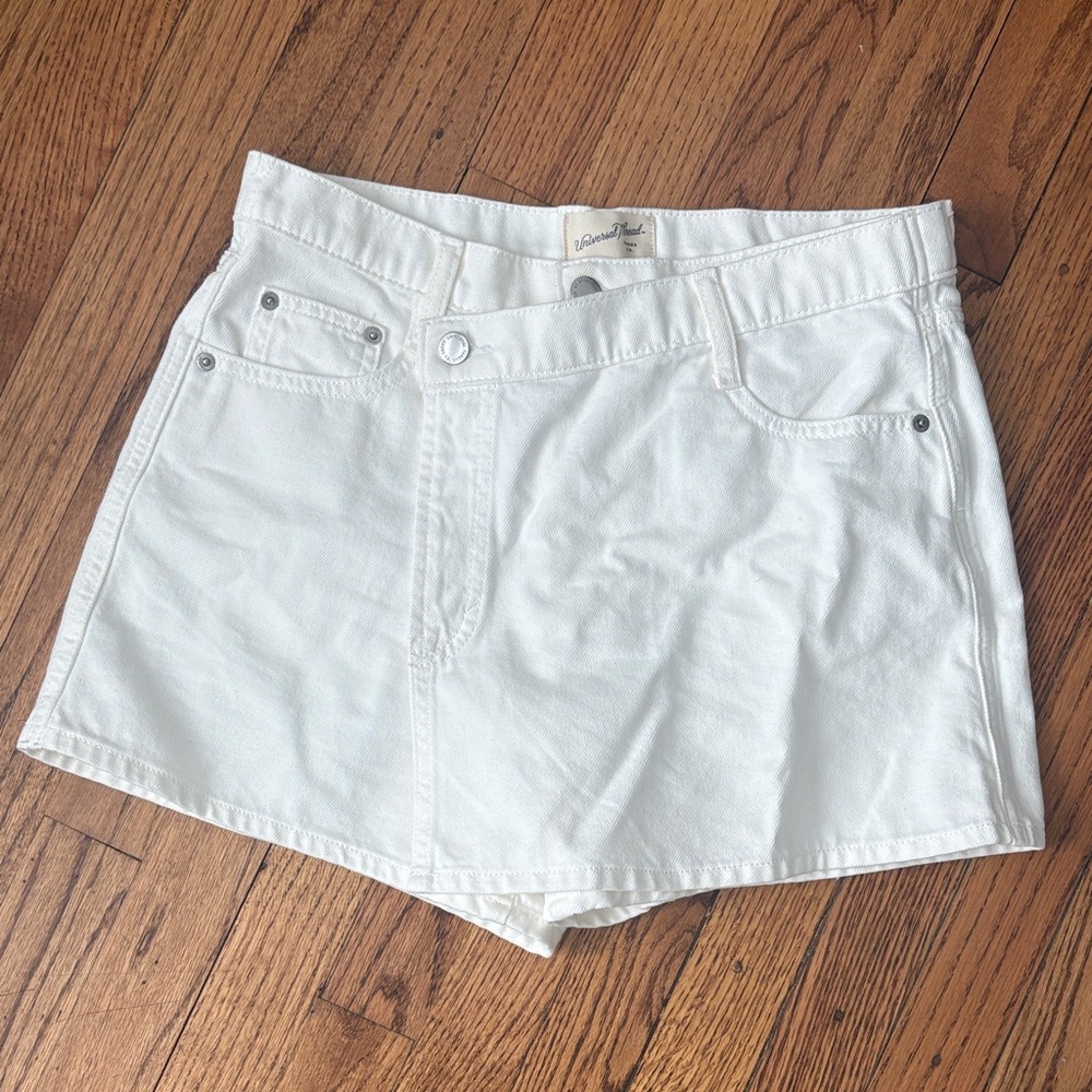 White denim wrap skort